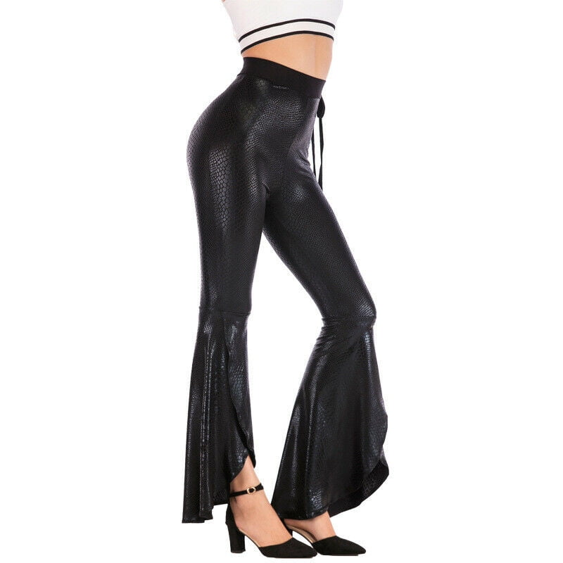 high waist frill hem casual pants
