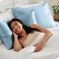 thumbnail image 6 of Bare Home Satin Pillowcase Set - Luxury Envelope Pillowcases - Soft and Smooth - Breathable - King 20x40, Light Blue, 6 of 9