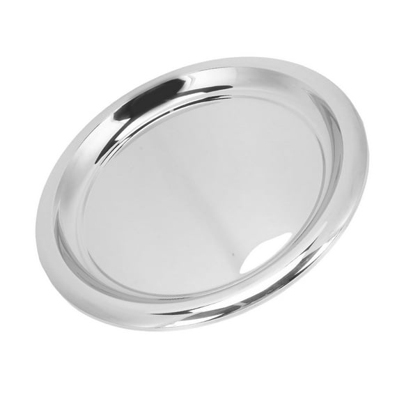 Metal Stainless Steel Round Serving Tray 35cm Mirror Polished Metal Silver Bar Tray Circular Serving Platter for Drinks Snacks Desserts Whiskey