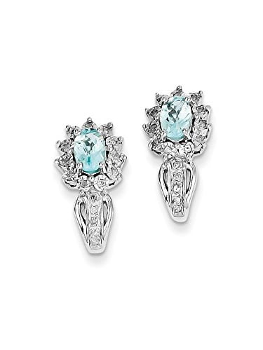 .925 Sterling Silver Genuine Diamond and Swiss Blue Topaz Post Stud Earrings (0.10 CTTW, I-J Color, I2 Clarity) by Dangle-Earrings