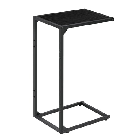 C-Shaped End Table Side Table for Couch Slim C Table with Metal Frame for Living Room Bedroom Black