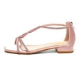 thumbnail image 2 of XYD Women's Crystal Low Heel Sandals Square Open Toe Strappy Flats with Back Zip Stylish Dress Shoes Size 4 Pink, 2 of 4