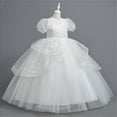 thumbnail image 4 of Girls' Summer Ruffled Lace Princess Dress - Short Sleeve Embroidered Mesh Skirt for Special Occasions, 4 of 6