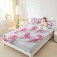 thumbnail image 5 of jejeloiu Glitter Butterflies Print Bed Sheets,Pink Floral Flower King Sheets,Romance Theme Sheet Set For Children,Microfiber Bedroom Decor,4pcs, 5 of 7