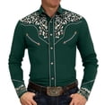 thumbnail image 6 of Conairie Western Shirts for Men Embroidered Cowboy Shirts Button Down Long Sleeve Shirt with Floral Design Army Green L, 6 of 6