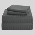 thumbnail image 3 of Fitted Sheet 3 PC Bedding Set - Fits Mattress Upto 18" Deep Pocket & Extra Soft, All Around Elastic 400TC Luxury & 100% Egyptian Cotton Sheets For Mattress - Olympic Queen Size - Dark grey Stripe., 3 of 6