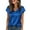 Blue #007, variant on Women Silk Satin Cap Short Sleeve Blouse Tops V Neck Shirts Business Casual Tshirts Rose Gold 2XL
