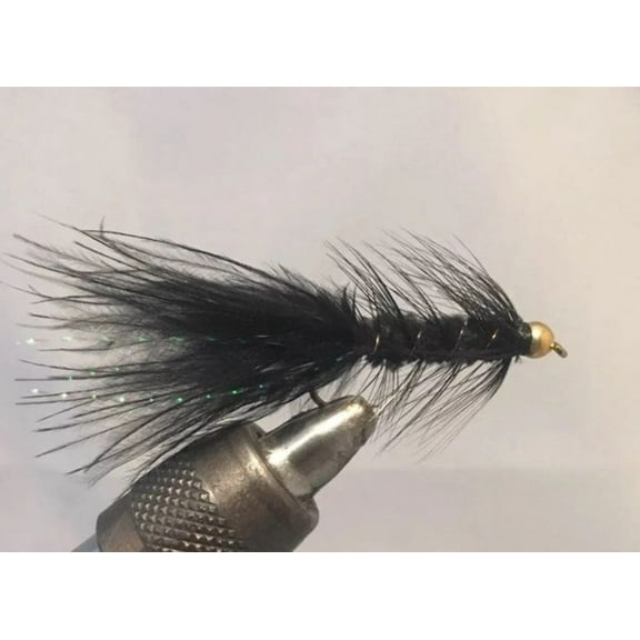 One Dozen (12) - Beadhead Wooly Bugger - Black - Streamer