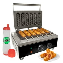 ald.kitchen 6-Waffle Commercial Electric Hot Dog Waffle Maker, Stainless Steel