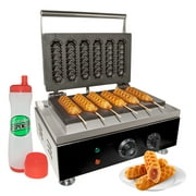 ald.kitchen 6-Waffle Commercial Electric Hot Dog Waffle Maker, Stainless Steel