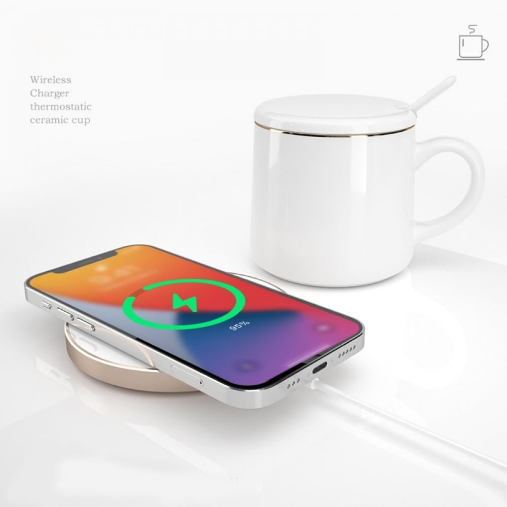3-in-1 Qi Wireless Charging Pad with Mug Warmer & Can Cooler Technology -  Full-Color & Laser-Engraved Personalization Available