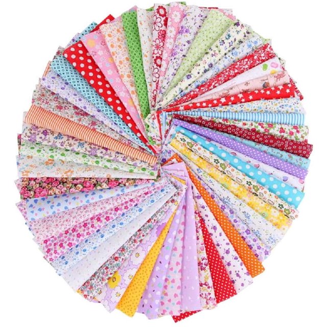 Paquetes de 50 piezas de tela de algodón Telas de patchwork Tela de algodón 100% Tela de acolchado de costura hecha a mano DIY Tela de algodón Varios diseños 25 cm x 25 cm (50 piezas) Adepaton LN-1827