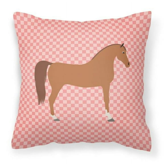 Carolines Treasures Arabian Horse Pink Check Fabric Decorative Pillow 14Hx14W multicolor