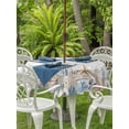 thumbnail image 3 of Outdoor Tablecloth with Umbrella Hole for Patio/Picnic/Party/Camping, Blue Beige Coastal Waterproof Table Cloth Round Cover Washable, Beach Starfish Summer Eucalyptus Retro (Dia 54"), 3 of 8