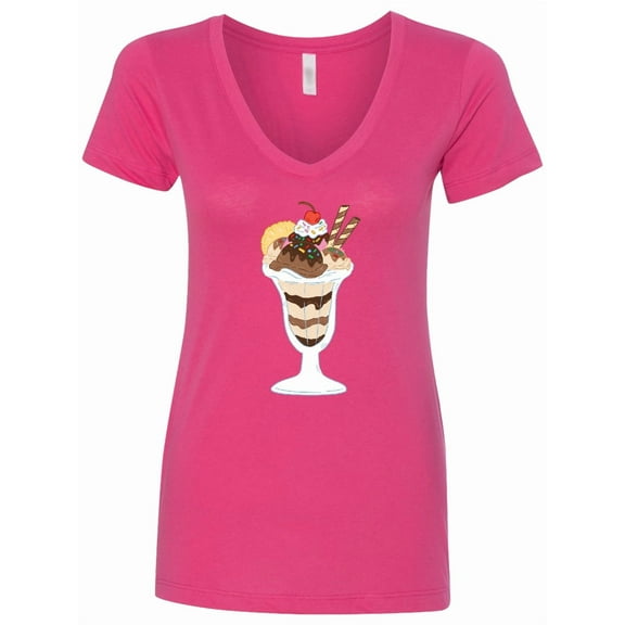 Inktastic Ice Cream Sundae Women's V-Neck T-Shirt