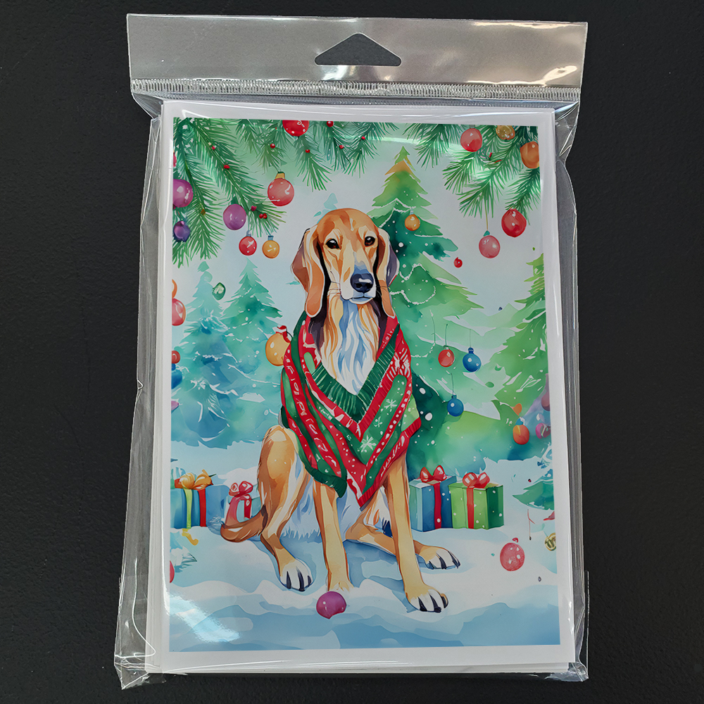 Saluki Christmas Greeting Cards Pack of 8 7 in x 5 in