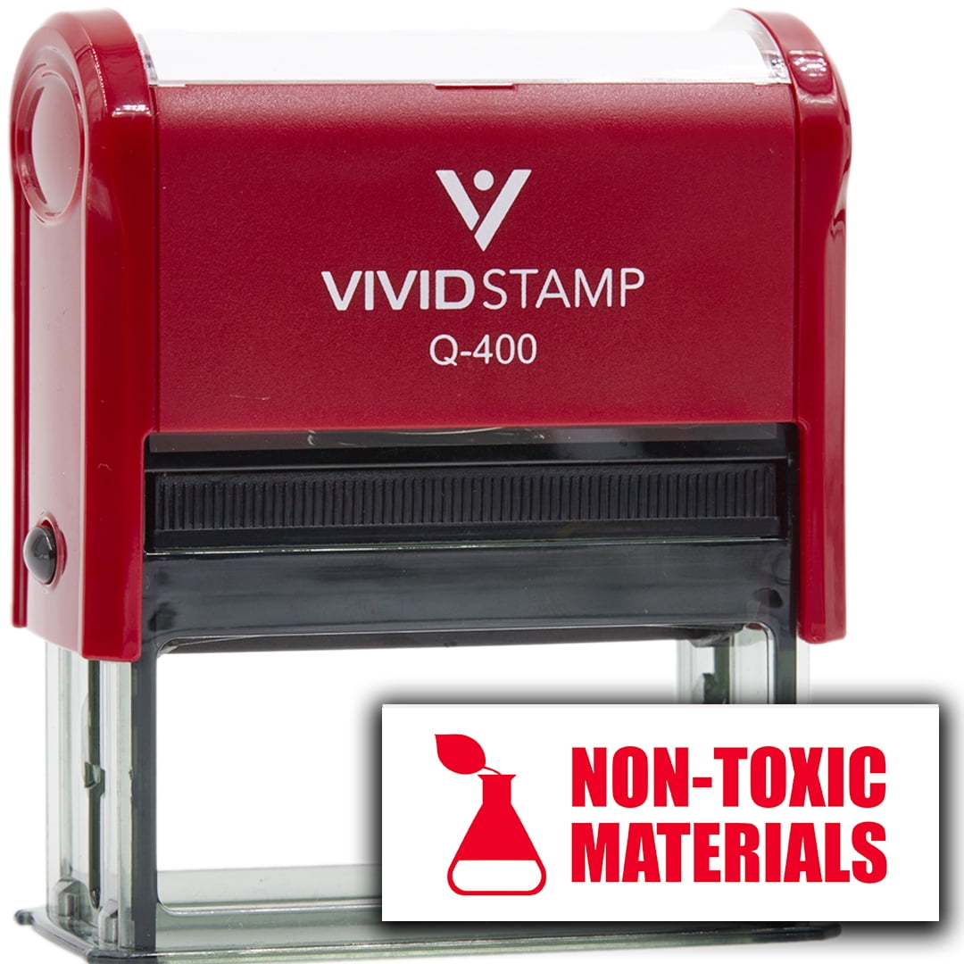 (3 pack) All Quality Non-Toxic Materials Self-Inking Rubber Stamp (Red Ink) - Q-400