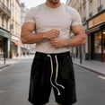 thumbnail image 7 of Yievot Jean Shorts for Men Relaxed Fit Drawstring Knee Length Summer Denim Shorts, 7 of 7