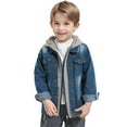 thumbnail image 3 of Gyujnb Kids Denim Jacket, Hooded Faux Two Piece Design Coat, Stylish Casual Winter Outerwear for Boys and Girls,8-9 Years, 3 of 9