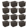thumbnail image 1 of Sterilite Wicker Weave Plastic Laundry Hamper Storage Basket, Brown (12 Pack), 1 of 9