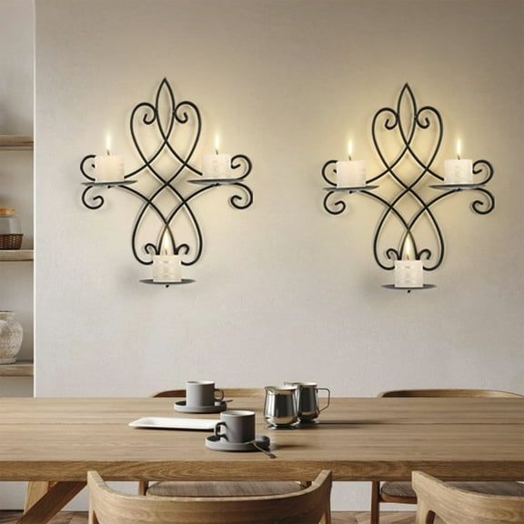 Metal Wall Candle Sconce Holders, Large Pretty Hanging Candle Holder, Durable Hollow Candle Holder, Wall Sconces Decor for Living Room Bedroom Dining Room