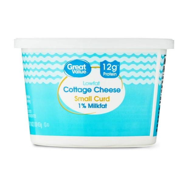 Great Value 1 Milkfat Small Curd Lowfat Cottage Cheese, 16 oz