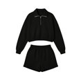 thumbnail image 6 of GZWYHT Sweatshirt and Shorts Set Cute Lounge Sets for Women Sweat Shorts Set Bride Sweatsuit Matching Sweat Set Sweater Sets for Women Leisure Wear Sets for Women 2 Piece Sets for Women Black 2XL, 6 of 7
