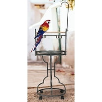 67" Parrot Play Stand Large Bird Play Ground Natural Wooden Perch With Easy Grip Stainless Steel Tray Bowls Toy Hook 4-Legs Stand On Wheels