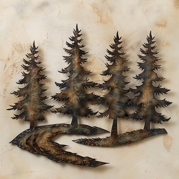 Pine Tree Metal Wall Art Sculpture Outdoor Decorative Wall Decor
