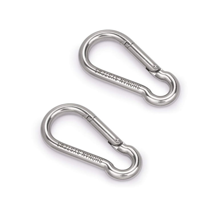 Shonan 3.1 inch Carabiner Clips- 4 Pack Heavy Duty Stainless Steel Spring Snap Hook for Key Chains D Ring Locking Carabiners for Dog Leash, Outdoor