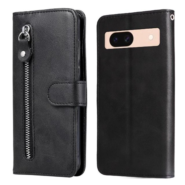 Estuche de Cuero PU con Cierre para Google Pixel 8A , Funda Protectora con Billetera y Correa