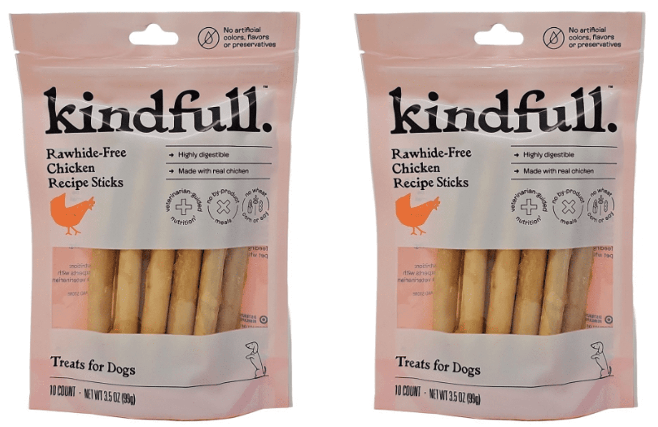 Kindfull Rawhide Free Chicken Recipe Sticks Dog Treats, 3.5oz (Pack of 2)