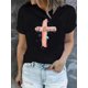 thumbnail image 1 of Easter Print T-shirt, Short Sleeve Crew Neck Casual Top For Summer & Spring, Women's Clothing Tee For Adult, Men, Women, Teen, Teenager, Adolescent, Youth, 1 of 5