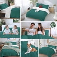 thumbnail image 5 of 3 Piece Dark Green Duvet Cover Set Twin Size, Microfiber Comforter/Quilt Cover with Corner Ties and 2 Pillowcases, Modern Pure Dark Green All Season Soft Bedding with Zipper Closure, 5 of 8