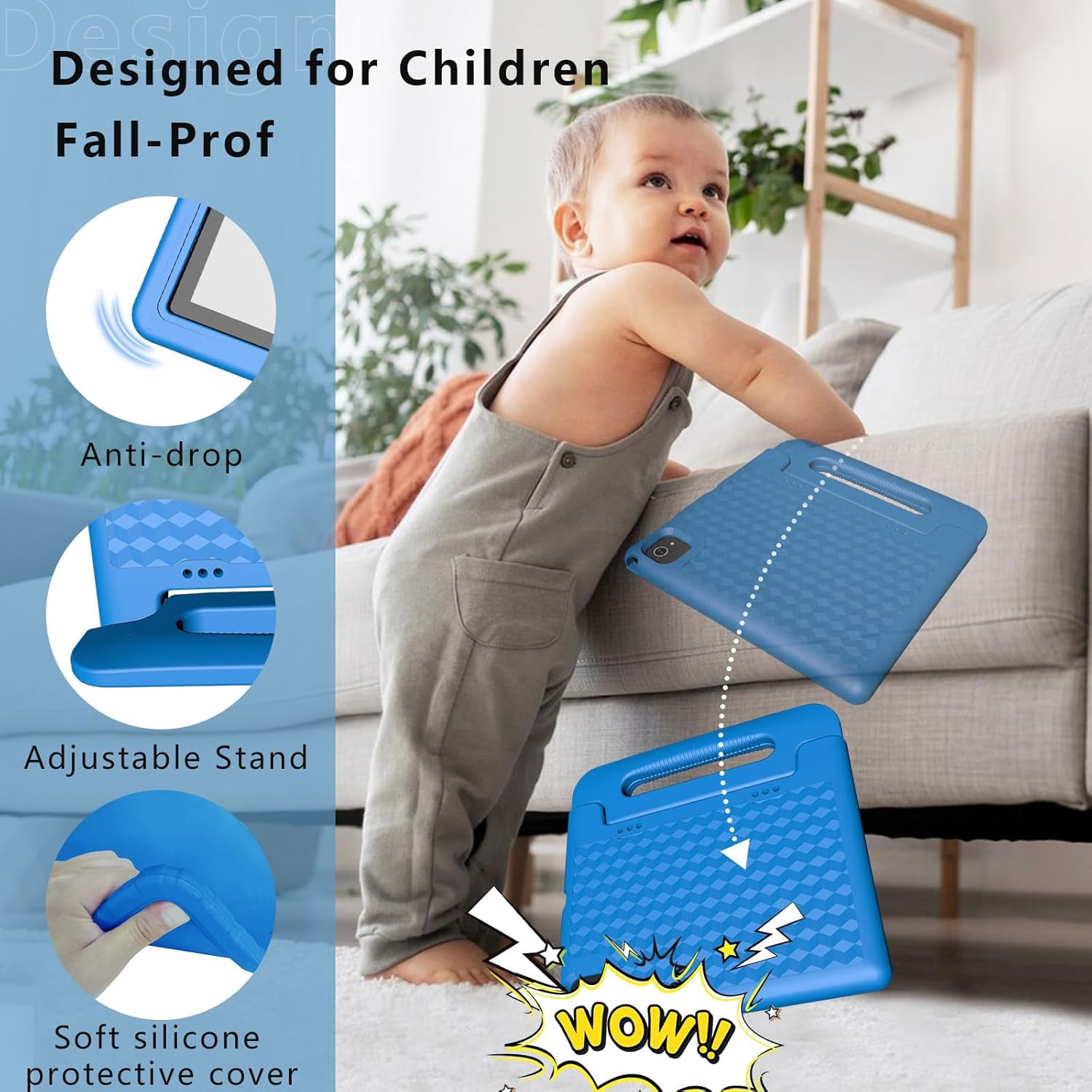 ITDULCET Kids Tablet 10 inch Android 14, 8GB RAM+64GB ROM Toddler Tablet for Children Teen, 2.4G & 5G WiFi, Dual Camera, 10.1" IPS HD Screen Family Link Parent Control, 2-Year Warranty