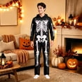 thumbnail image 4 of Adult Halloween Relaxed‑Fit One‑Piece Jumpsuit, Hooded Full‑Body Skeleton Pattern Long Sleeve Couple Loungewear, 4 of 8