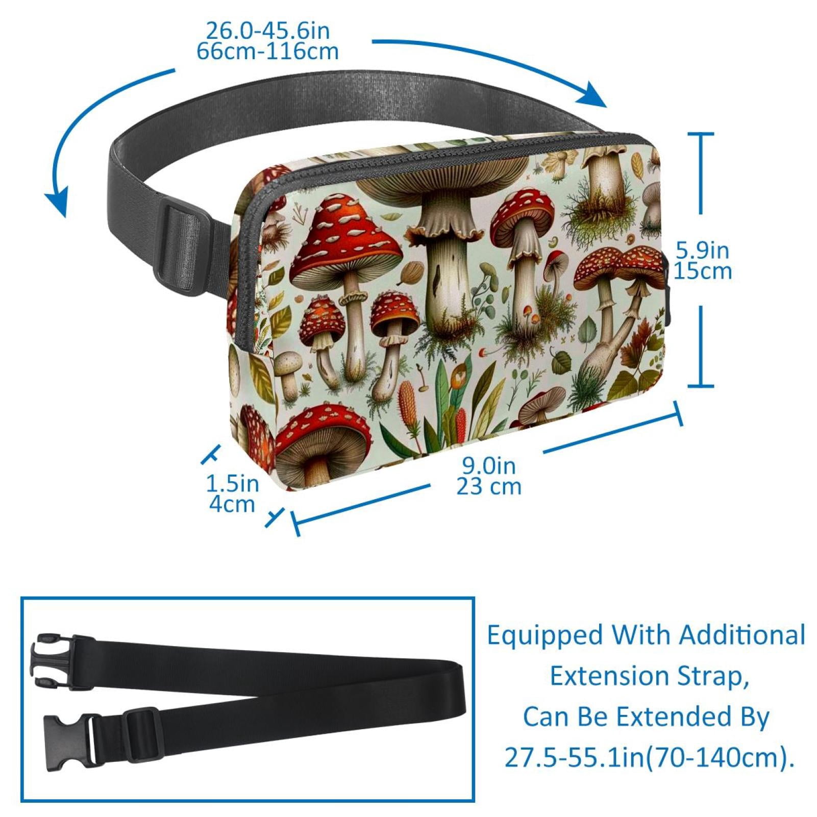 Mushrooms Crossbody Bag Running Belt Belt Bag Lightweight Adjustable with Extension Strap Unisex