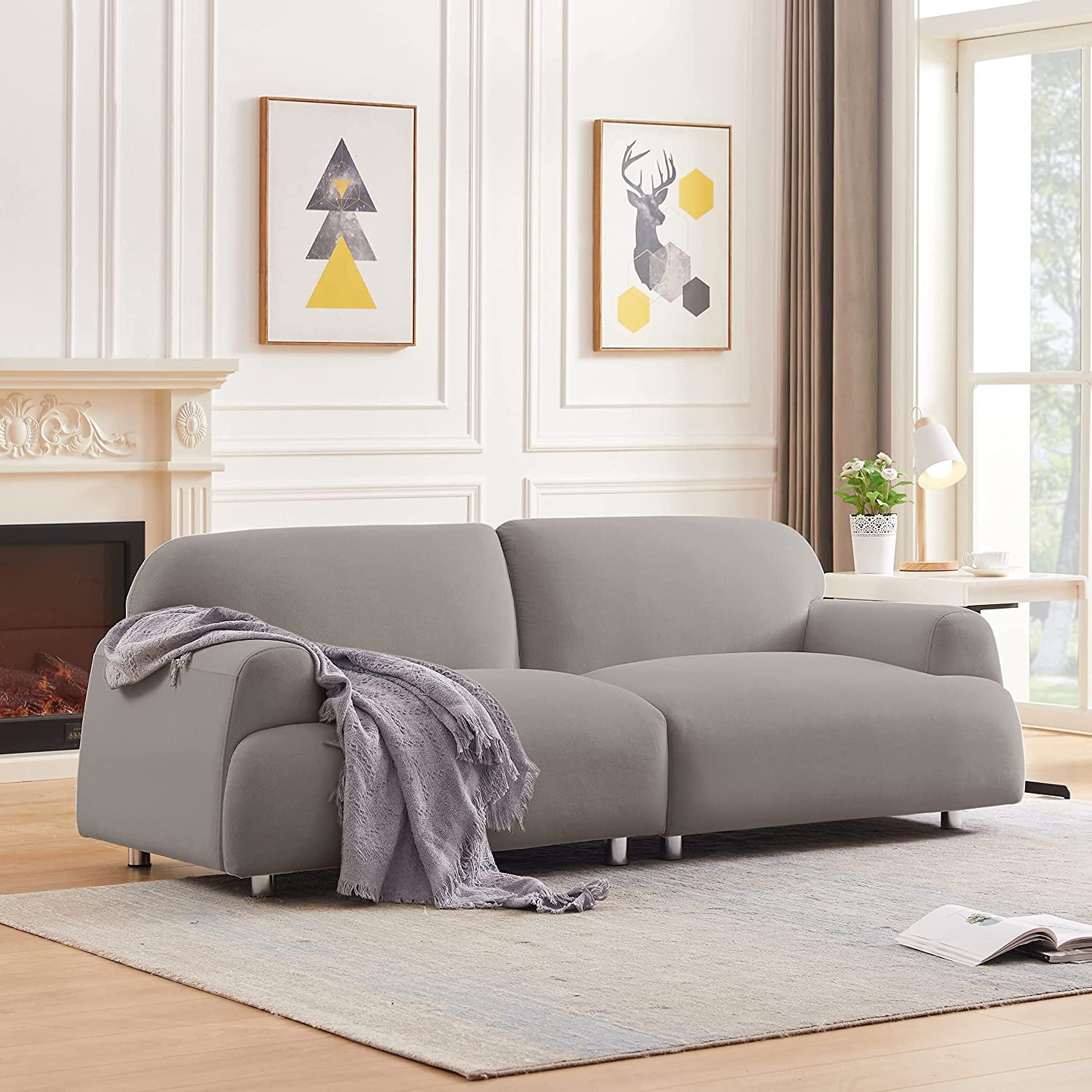 Hison Oversize Deep Seat Sofa Loveseat Couch Grey