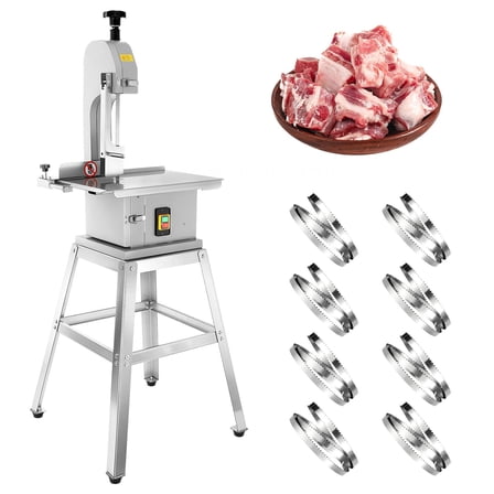 Commercial Meat Bone Saw Machine with 8 Saw Blades, 2500W Commercial Meat Slicer, 19" x 13" Worktable, Stainless Steel for Beef & Frozen Meat