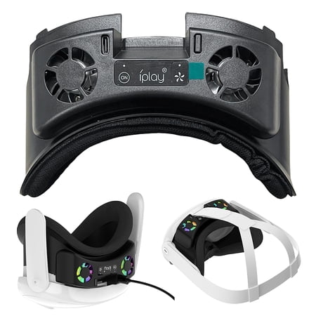 KGOTA Face Cover with Cooling Fan Facial Interface Radiator Rechargeable Cool Mask with RGB Light with Anti-Leakage Nose Pad for Meta Quest 3 VR Headset