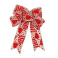 thumbnail image 1 of Christmas Tree Topper Bows，Imitation Linen Handmade Color-blocking Iron Wire Fringe Ribbon Bow，Christmas Wreath Decoration Bow, 1 of 10