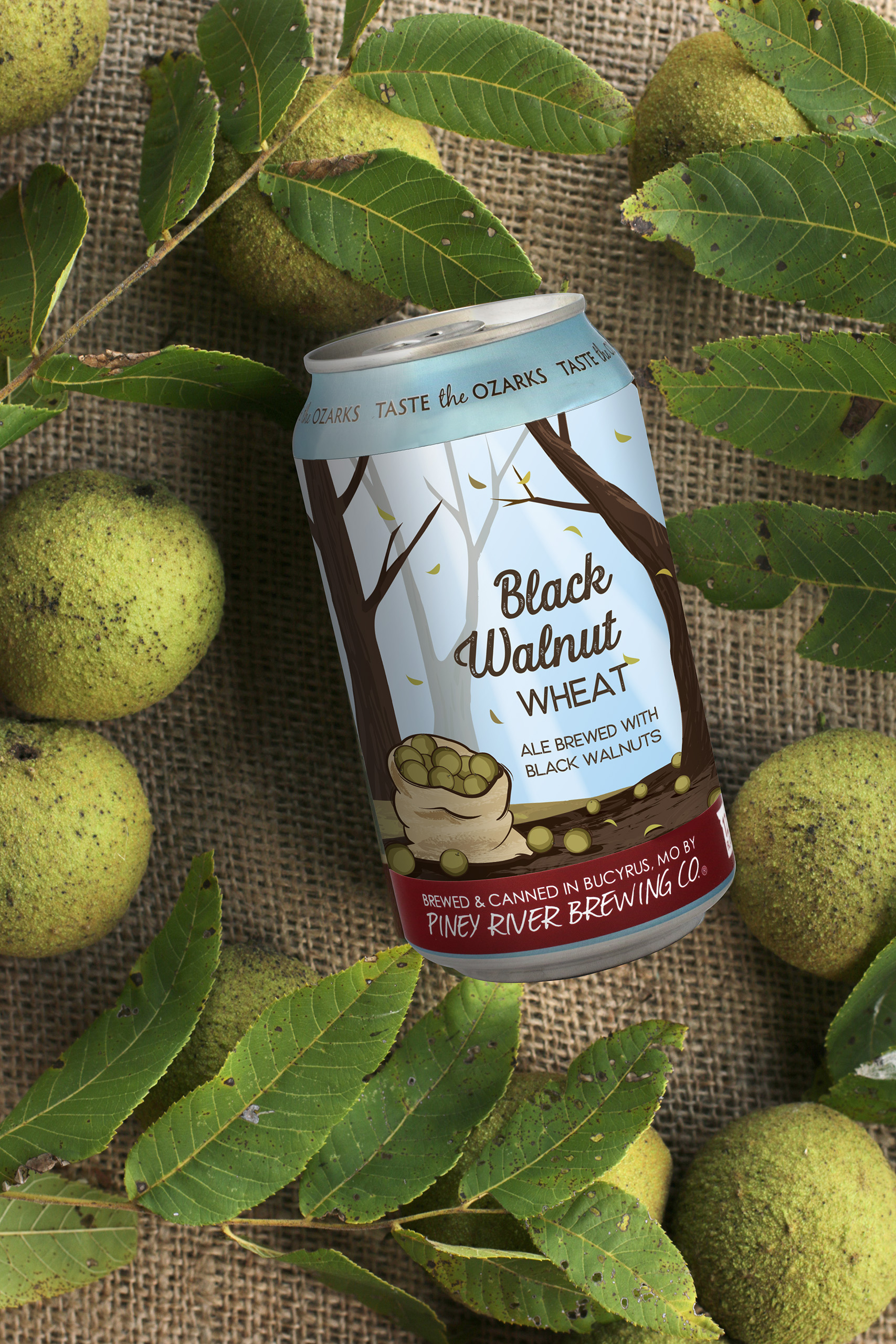Piney River Black Walnut Wheat 6 Pack 12 Fluid Ounce Aluminum Cans, 4.5% ABV Black Walnut Beer