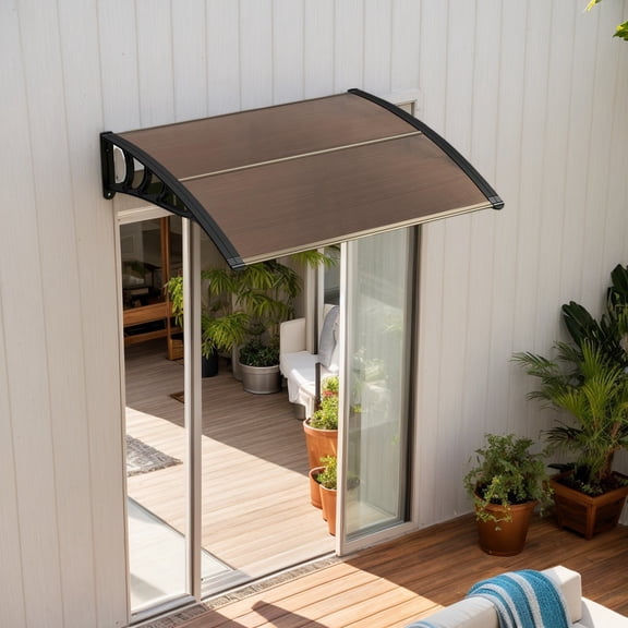 Resenkos Outdoor Front Door Patio Overhang Awning for Sunlight Rain Snow Wind Protection-48 x 40 Inch, Polycarbonate Entry Door Outdoor Window window Door Awning, Front Door Overhang Awning