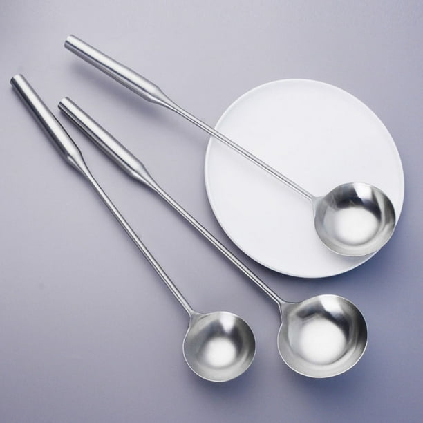 Pontos Kitchen - Platos para sopa de acero inoxidable con mango largo, cucharón, cuchara y utensilios de cocina