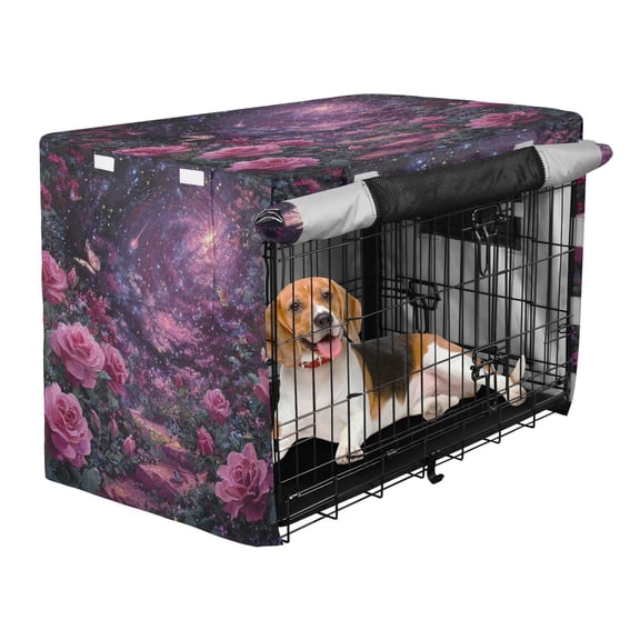 Qxltty Star River Rose Crate Cover Durable Oxford Cloth Pet Kennel Sunshade Universal Fit for 35in Wire Cage