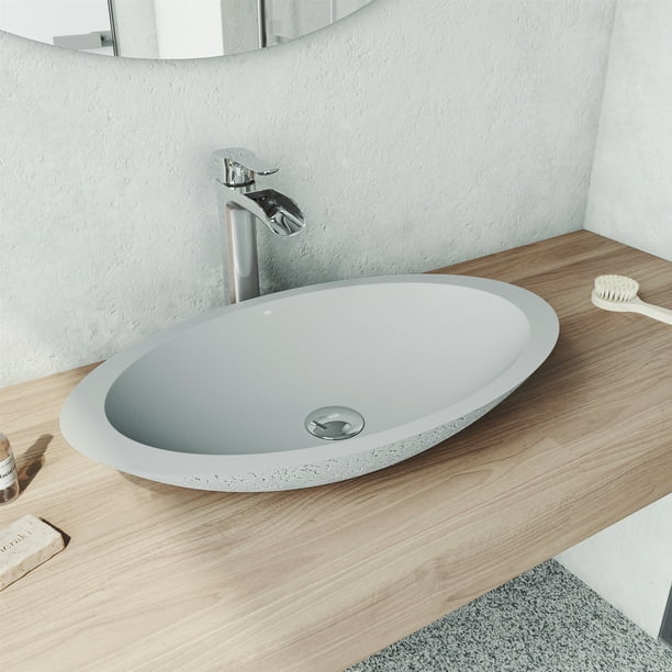 Vigo Concrete Composite Grey Round Oval Yarrow Vessel Bathroom Sink Set With Niko Mount 1 Handle Single Hole Faucet In Chrome Pop Up Drain Included Com - Composite Oval Bathroom Sink Vigo Concrete Composite Grey Round Oval Yarrow Vessel Bathroom Sink Set With Niko Mount 1 Handle Single Hole Faucet In Chrome Pop Up Drain Included Com - Composite Oval Bathroom Sink