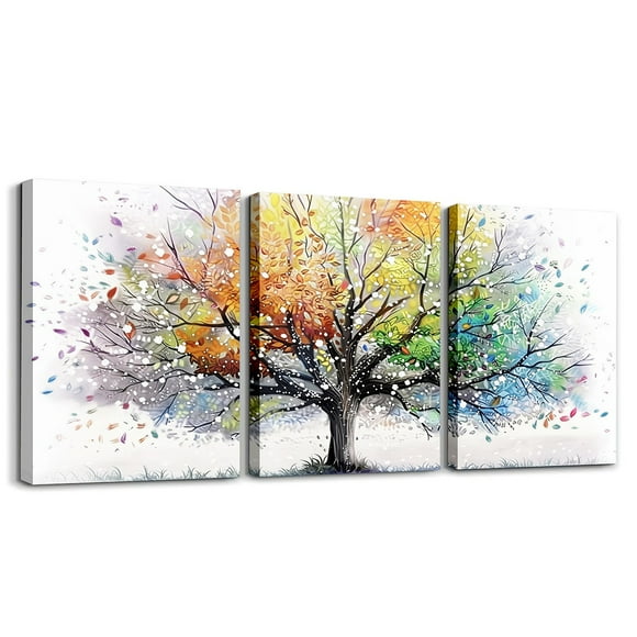 YST Abstract Canvas Wall Art 3 Piece Colorful Trees Landscape Painting Picture Print Framed Artwork,Modern Tree of Life Living Room Canvas Wall Art Ready to Hang