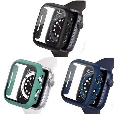 Yepband 1Pack 3pack Hard Watch Case for Apple Watch iWatch series 9 8 7 SE 6 5 4 3 2 1 Hard PC Tempered Glass Shockproof Full Protective Bumper Case Face Cover for iWatch 44mm 45mm 40mm 42mm 38mm 41mm