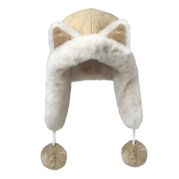 Gorro con orejas de animal para mujer, protección auditiva para escalada, compras, ciclismo y esquí. Caqui