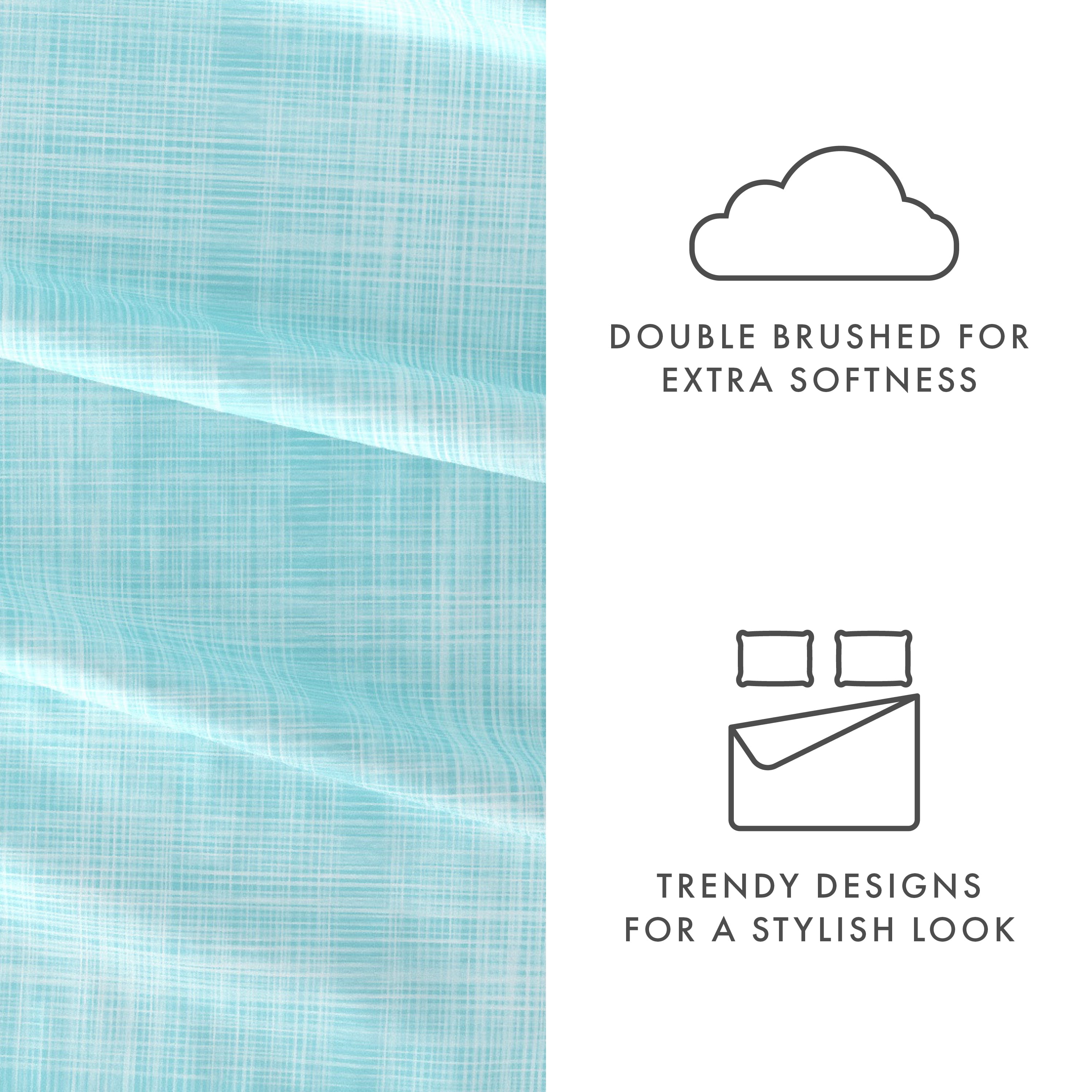 Noble Linens 4 Piece Pattern Microfiber Bed Sheets Set, Aqua Thatch, California King